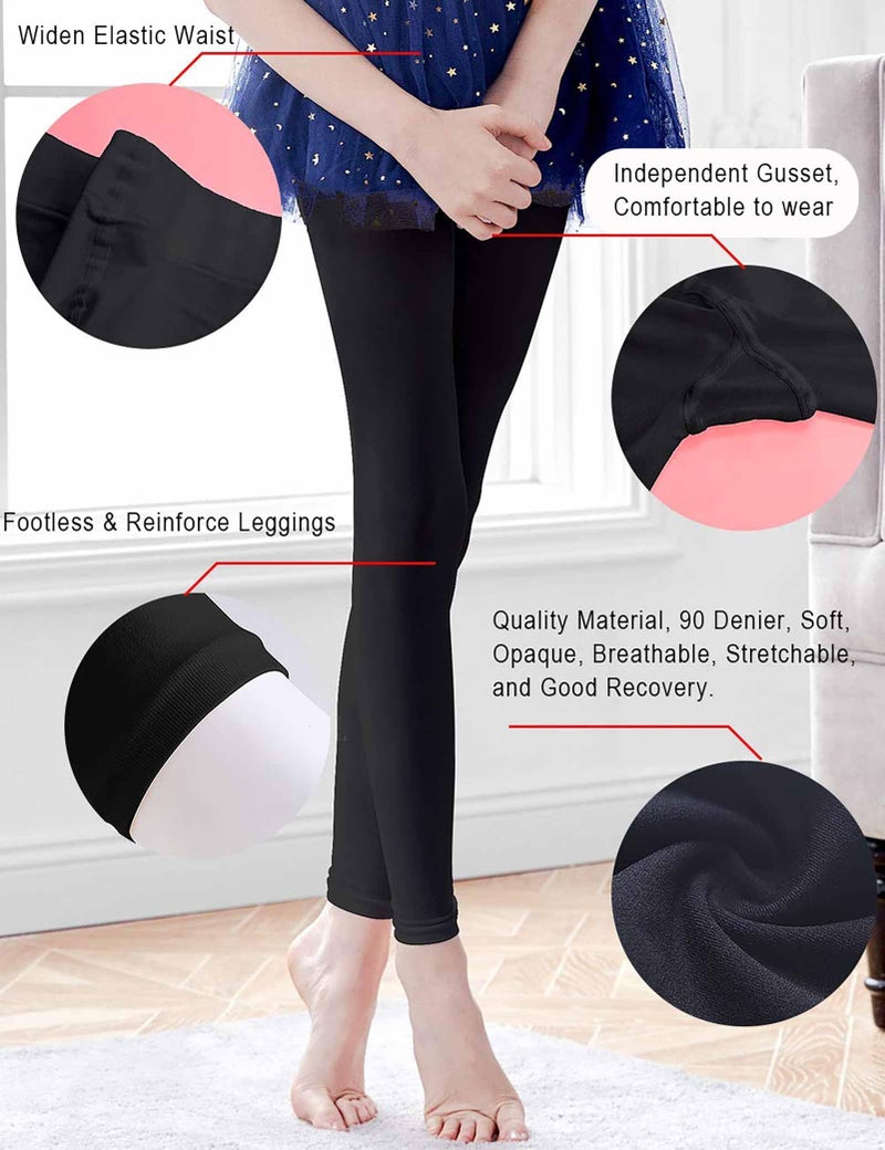 Daydance Girl's Black Footless Tights for Dance, Ballet 90 Denier 2 Pairs - Image 2